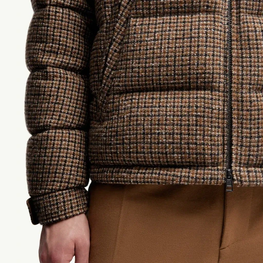 Montgenevre Wool Blend Bouclé Hooded Short Down Jacket
