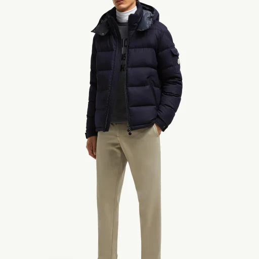 Montgenevre Hooded Wool Flannel Short Down Jacket