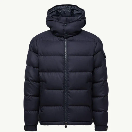 Montgenevre Hooded Wool Flannel Short Down Jacket
