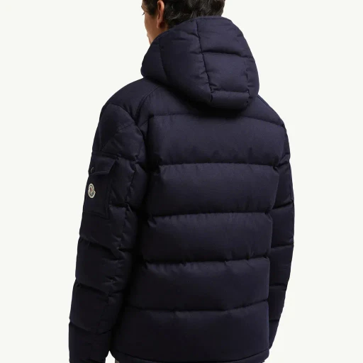 Montgenevre Hooded Wool Flannel Short Down Jacket