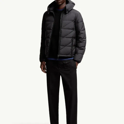 Sciros Diagonal-Quilted Hooded Short Down Jacket