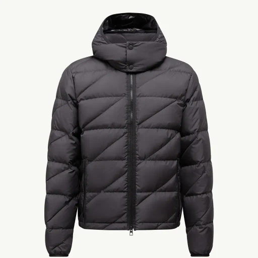 Sciros Diagonal-Quilted Hooded Short Down Jacket