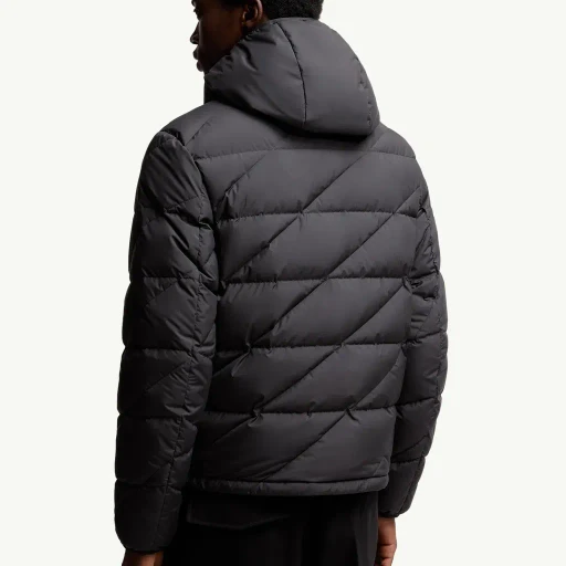 Sciros Diagonal-Quilted Hooded Short Down Jacket