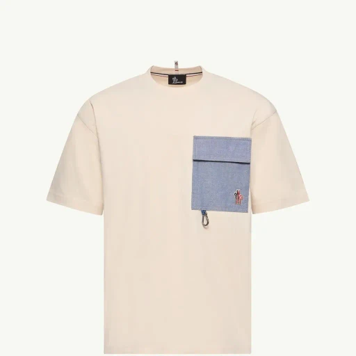 Cotton Blend T-Shirt With Denim Pocket