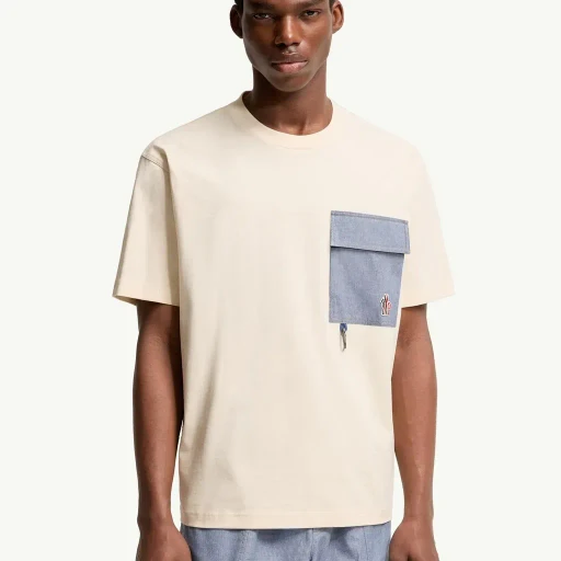 Cotton Blend T-Shirt With Denim Pocket
