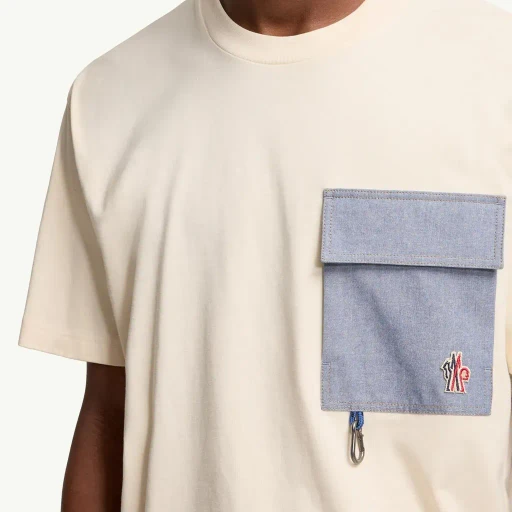 Cotton Blend T-Shirt With Denim Pocket