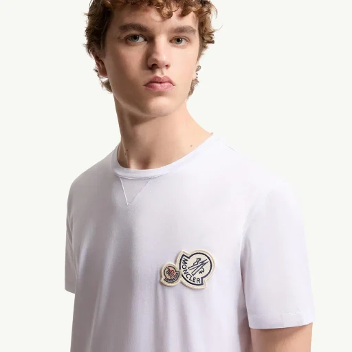 Double Logo Patch Cotton T-Shirt