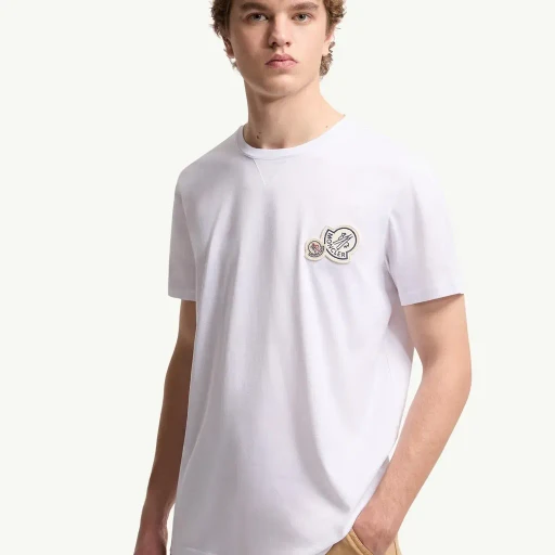 Double Logo Patch Cotton T-Shirt