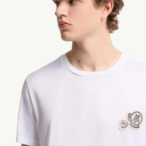 Double Logo Patch Cotton T-Shirt