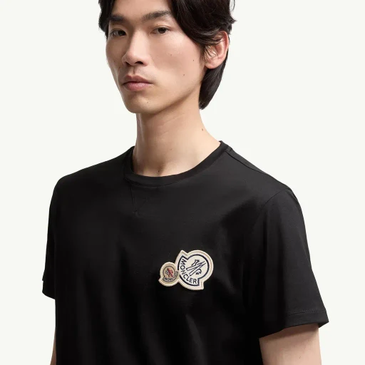 Double Logo Patch Cotton T-Shirt