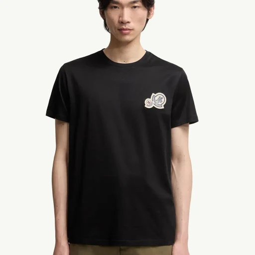 Double Logo Patch Cotton T-Shirt
