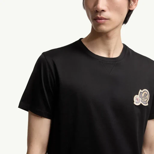 Double Logo Patch Cotton T-Shirt