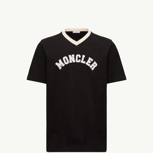 Embroidered Logo Cotton Piquet V-Neck T-Shirt
