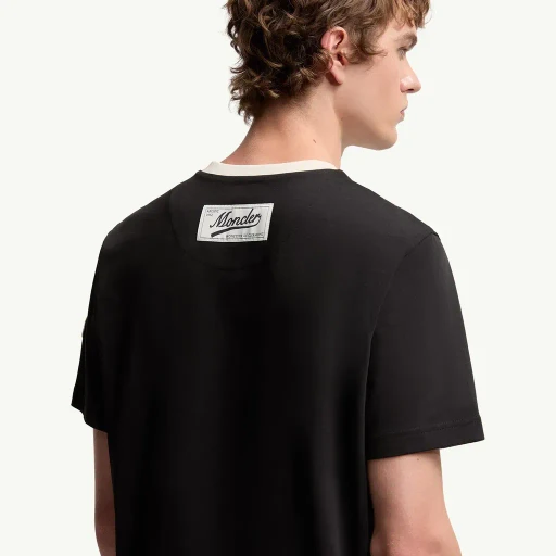 Embroidered Logo Cotton Piquet V-Neck T-Shirt