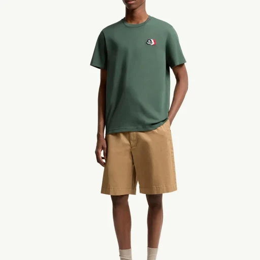 Embroidered Tricolor Logo Cotton T-Shirt
