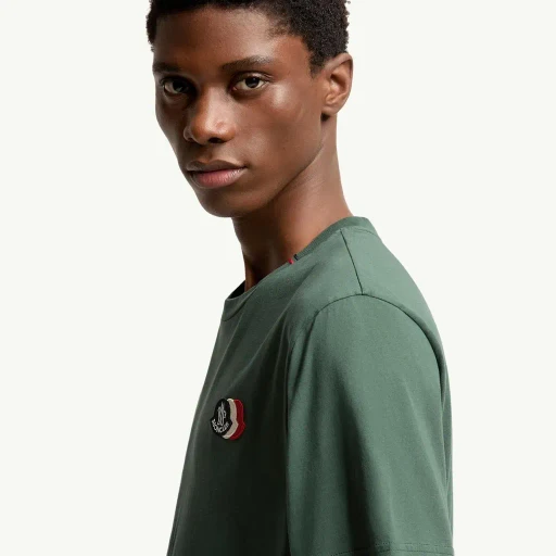 Embroidered Tricolor Logo Cotton T-Shirt