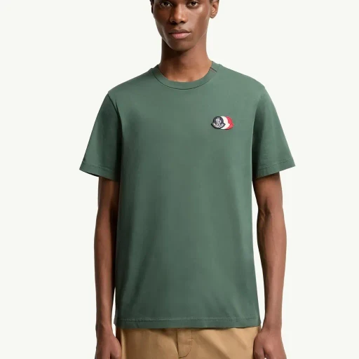Embroidered Tricolor Logo Cotton T-Shirt