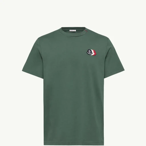 Embroidered Tricolor Logo Cotton T-Shirt
