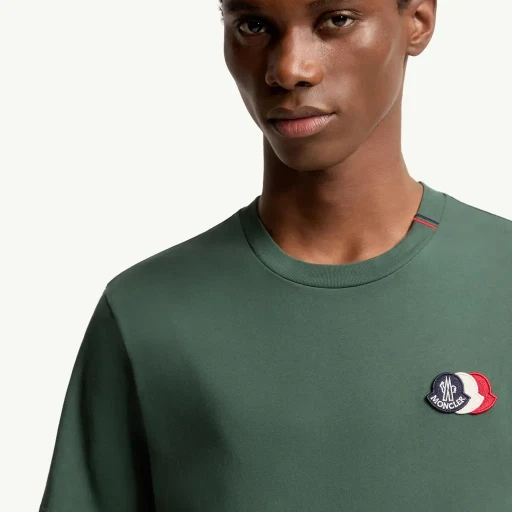 Embroidered Tricolor Logo Cotton T-Shirt