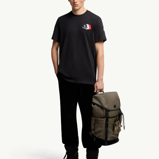 Embroidered Tricolour Logo Cotton T-Shirt