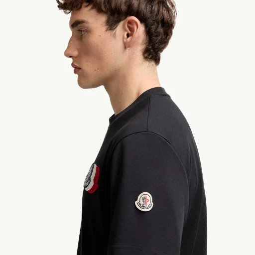 Embroidered Tricolour Logo Cotton T-Shirt