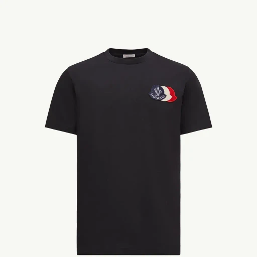 Embroidered Tricolour Logo Cotton T-Shirt