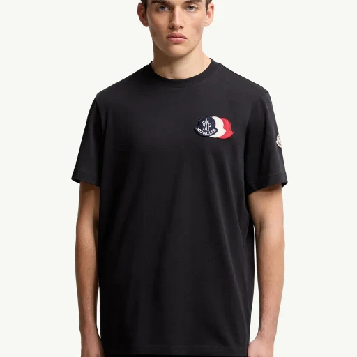 Embroidered Tricolour Logo Cotton T-Shirt
