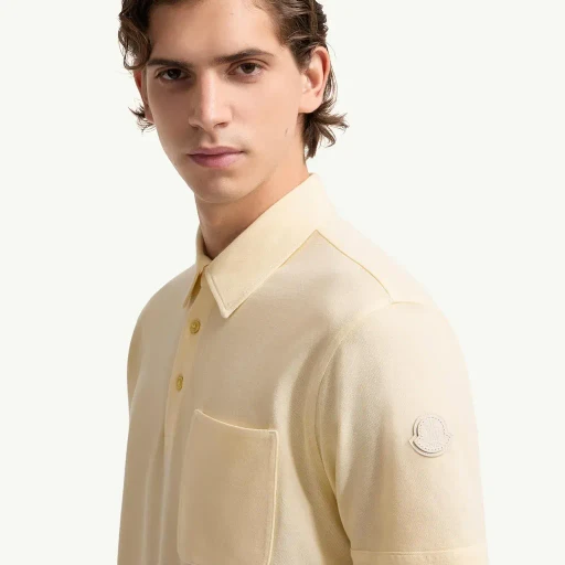 Leather Logo Cotton Piquet Polo Shirt