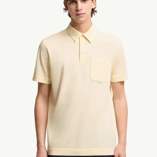 Leather Logo Cotton Piquet Polo Shirt