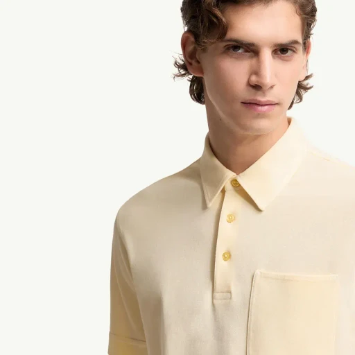 Leather Logo Cotton Piquet Polo Shirt