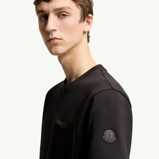 Leather-Trimmed Cotton T-Shirt