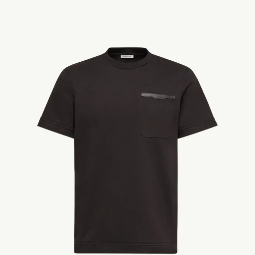 Leather-Trimmed Cotton T-Shirt