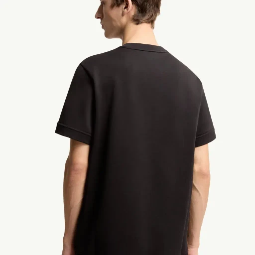 Leather-Trimmed Cotton T-Shirt
