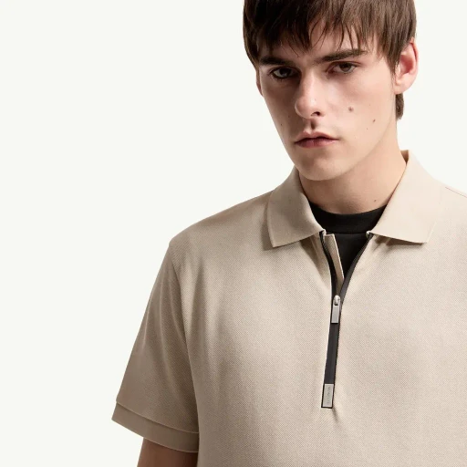 Logo Cotton Piquet Half-Zip Polo Shirt