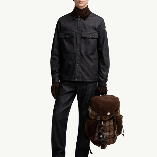 Denim Corduroy-Trimmed Shirt Jacket