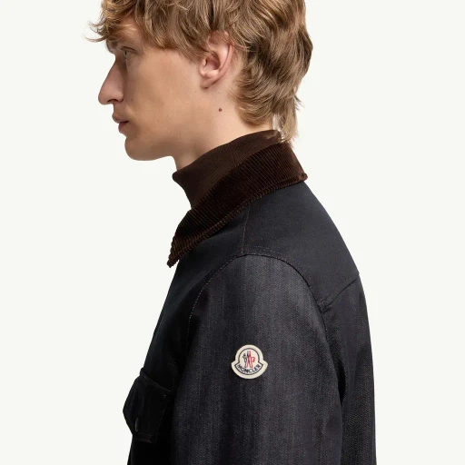 Denim Corduroy-Trimmed Shirt Jacket