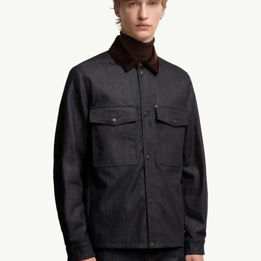 Denim Corduroy-Trimmed Shirt Jacket
