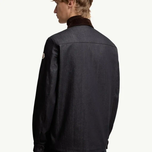 Denim Corduroy-Trimmed Shirt Jacket