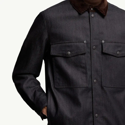 Denim Corduroy-Trimmed Shirt Jacket