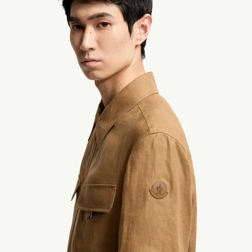 Linen Twill Short Sleeve Zip-Up Shirt