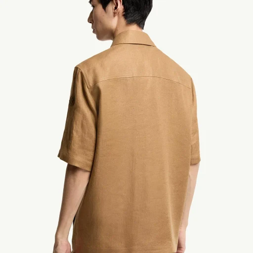 Linen Twill Short Sleeve Zip-Up Shirt