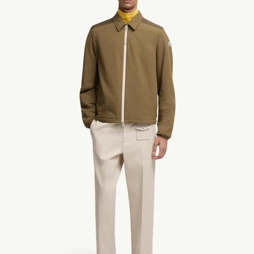 Padded Seersucker Zip-Up Shirt