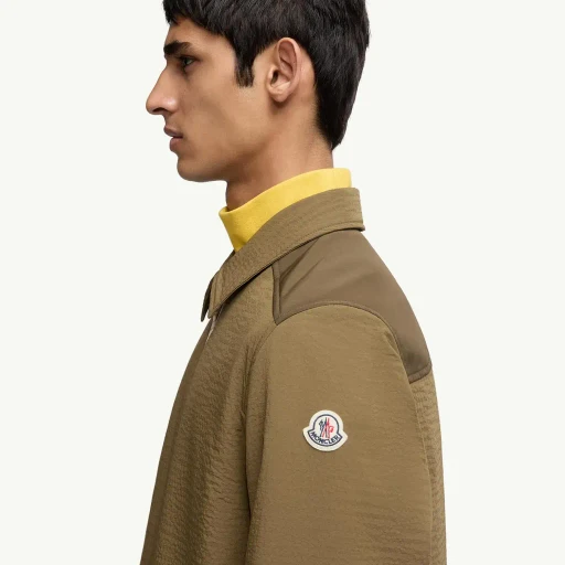 Padded Seersucker Zip-Up Shirt