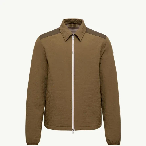 Padded Seersucker Zip-Up Shirt