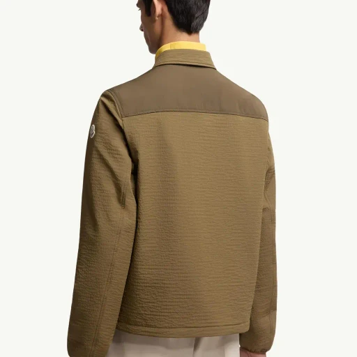Padded Seersucker Zip-Up Shirt