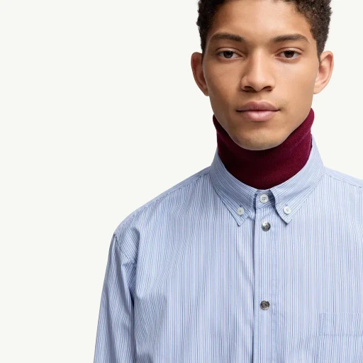 Striped Oxford Cotton Long Sleeve Shirt