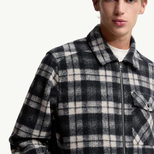 Tartan Zip-Up Shirt Jacket