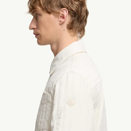 Vertical-Quilted Padded Shirt Jacket