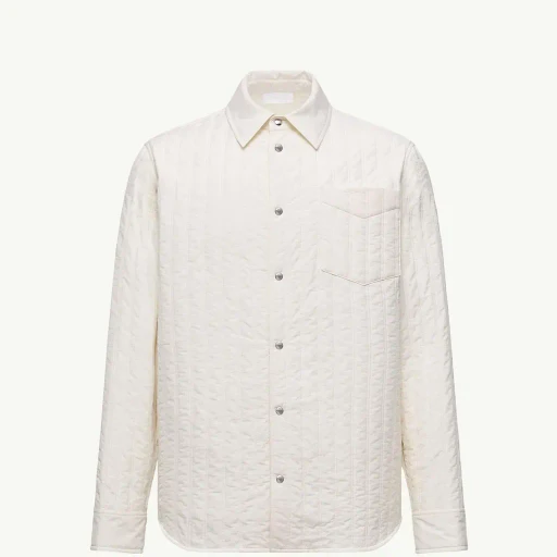 Vertical-Quilted Padded Shirt Jacket