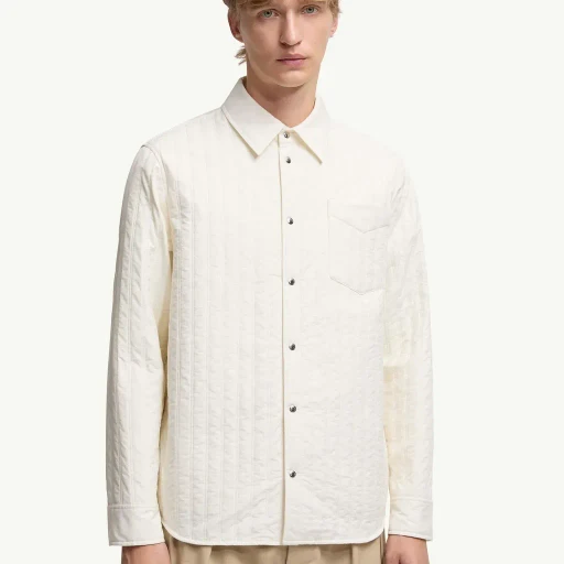 Vertical-Quilted Padded Shirt Jacket